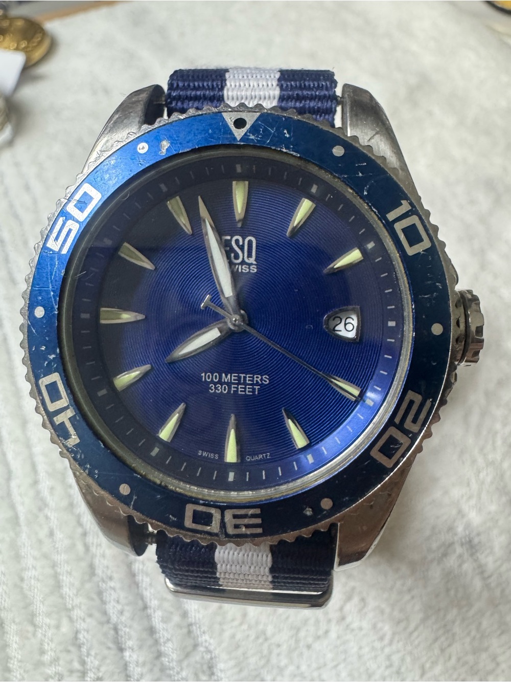 ESQ Swiss Men's Blue Dive Watch - 100 Meters